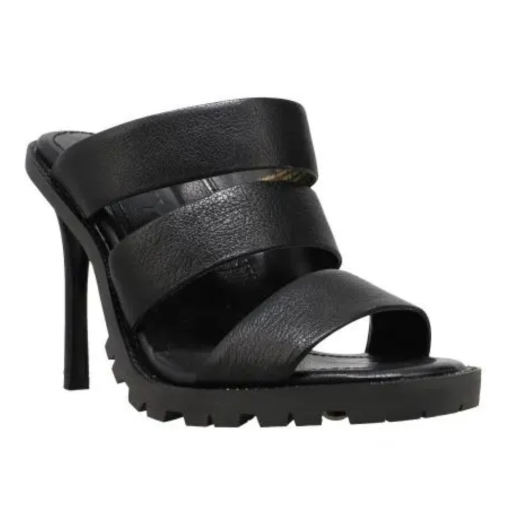 DKNY 7 Black Roslin Multi Strap Himalayan Leather Stiletto Heels - Picture 2 of 6